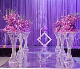 Decorations 2019 Mermaid Flower Vase Stand Metal Road Lead Flower Stand For Wedding Party Table Centrepiece Decorations