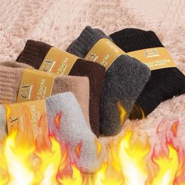 Women Socks Thickened Wool Unisex Hosiery Warm Cashmere Mid Tube Against-Cold Snow Man Medium Calf Home Floor Sox