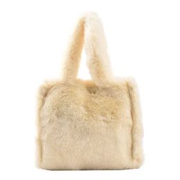 Designer Herald Fashion Faux Fur Tote Handbags for Women Winter Shopper Shoulder Bag Fluffy Plush Female Top-handle Luxury 220923