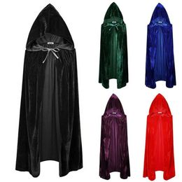 Fashion Adult Men Women Kids Costume Accessories Long Velvet Cape Hooded Cloak Cosplay Unisex Whole Halloween Accessory Outwea244n