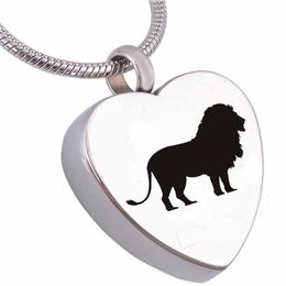 Fashion Jewellery lion Cremation Urn Jewellery heart Memorial for Ash Keepsake Necklace Pendant stainless steel for Ashes185Q