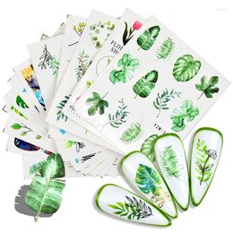 Nail Stickers FWC Art Lot Black Leaf Flower Butterfly Water Decals Manicure Decorations For Nails Summer Sliders Foil