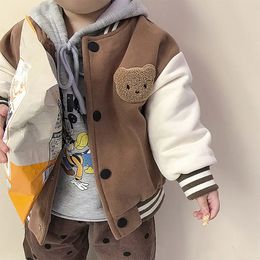 INS Fashion Baby Boy Baseball Jacket Spring Autumn Toddler Kids Thicken Coat Girls Sport Outwear Clothes 0-3Y Children Outwear 240113