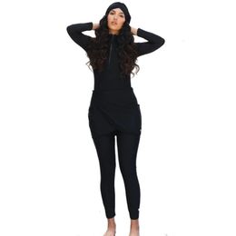 Long sleeve solid black Muslim Swimwear Womens Swimsuit 240113