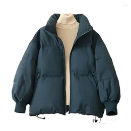 Women's Trench Coats Fashion Jacket Women Winter Filled Cotton Thickened Casual Warm Standing Collar Loose Windproof Parkas