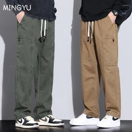 Men's Pants Autumn Winter Cargo Cotton Work Wear Straight Thick Khaki Korean Jogger Casual Outdoors Trousers Male M-4XL