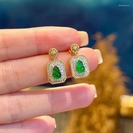 Dangle Earrings Safety Gourd Zircon Stud Female Niche Western Style All-Matching Rhinestone For Wife Gift Mother