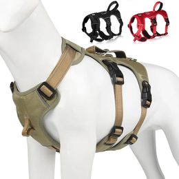 No Pull Large Dog Harness Vest Escape Proof Big Dog Harness with Handle Reflective Nylon Dog Walking Chest Straps Pet Supplies 240115