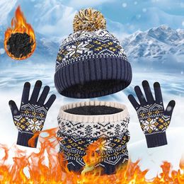 Berets Children Hat Scarf And Gloves Three Piece Set Fashionable Autumn Winter Knitted Woollen Gorras