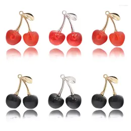 Charms 6PCS Fruit Cherry Acrylic Three-dimensional Ear Ornaments Pendant Necklace Key Ring Material Hanging Accessories Charm