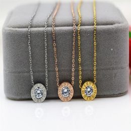 Exclusive real s fashion diamond necklace fashion double-sided letter round Roman Roman numerals necklace209g