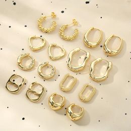 Dangle Earrings Geometry Irregular Smooth Metal Ear Buckle For Women Girls Vintage Fashion Gold Colour Oval Punk Jewellery Set