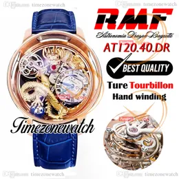 RMF AT120.40.DR Astronomia Tourbillon Mechanical Mens Watch Rose Gold Case 3D Art Gold Dragon Dial Alligator Leather Strap Super Edition Watches Timezonewatch A06b