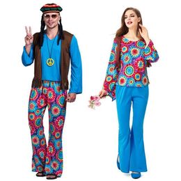 Umorden Adult Retro 60s 70s Hippie Love Peace Costume Cosplay Women Men Couples Halloween Purim Party Costumes Fancy Dress258S
