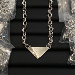 Designer Silver Color Prad Necklace Women Men Triangle Letters Punk Emamel Cool Street Woman Pendants Halsband Luxury Jewlery 43545