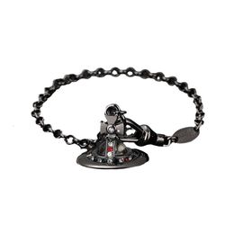 Viviennes Westwoods High version classic Saturn bracelet with three-dimensional planet inlaid diamonds trendy fashionable stars 55854