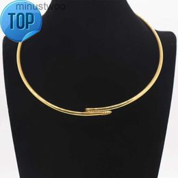 Designer Necklace Pendant Titanium Jewelry Wholesale Ladies Smooth Hard Ring Necklace Classic Nail Drill Collar FC97