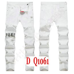 Mens Jeans Luxury Italy Designer Denim Jeans Men Embroidery Pants DQ21061 Fashion Wear-Holes splash-ink stamp Trousers Motorcycle riding Clothing US28-42/EU44-58