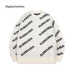 B Thickened Letter Sweater Layer Balencaiiga Loose Knitted Sweaters Double High Bullet Screen Quality Jacquard Paris Men's Women's Label Family 3od4 07WT G99J