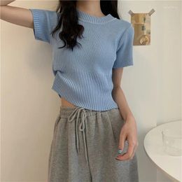 Women's Sweaters Spring Summer Womens Fashion Knitted Short-sleeved Elastic Sweater Korean Style Casual All-match Female Tops