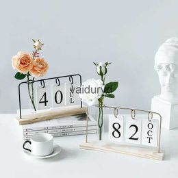 Calendar Modern decorative Metal frame calendar Ornaments Room Decor hydroponic transparent glass vase Home decoration dried flower vasevaiduryd