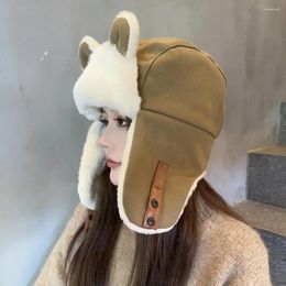 Berets Women Warm Earmuffs Ultra-thick Winter Plush Hat With Cute Ears For Cold-proof Ear-flapped Super Soft Cozy