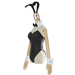 Sexy Cute Bunny Girl Cosplay Jumpsuit Anime Sakurajima Mai Senpai Costume Faux Leather Woman Rabbit Costumes Y0913268J