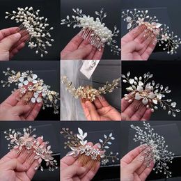 Headbands Bridal Hair Accessories Crystal Peals Hair Combs Wedding Hair Clips Accessories Jewellery Handmade Women Hair Ornaments Headpieces