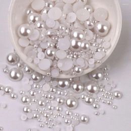 Nail Art Decorations White Silver Half Round Flatback Pearls 3mm-10mm 240pcs/Bag Accessories Colourful ABS Imitation Resin Beads