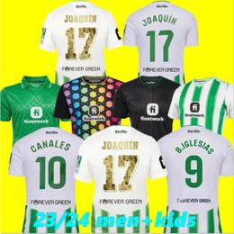 2023 2024 REAL Betis Soccer Jerseys 23 24 Camiseta Primera Equipacion JOAQUIN FEKIR SUSTAINABILITY JOAQUIN Iglesiasayoze roca special-edition KIDS KIT sets