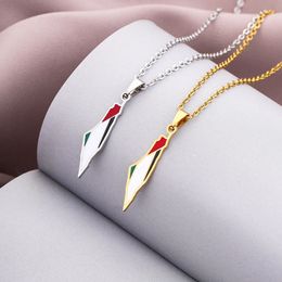 Enamelled Palestine Map Chain Necklaces Stainless Steel 18K Gold Plated Enamel Palestine National Flag Map Pendant Necklace