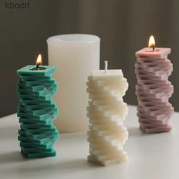 Craft Tools 3D Spiral Square Column Silicone Candle Mould DIY Creative Geometric Architecture Series Aromatherapy Candle Gypsum Soap Mold YQ240115