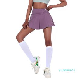 lu Women Tennis SkirtSports Yoga Lined Skirts Workout Shorts Zipper Pleated Golf Skirt Fitness Short Skirt with Pocket3322