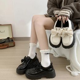 Shoes Woman Flats Casual Female Sneakers Autumn Clogs Platform Shallow Mouth Oxfords Round Toe Dress Fall Creepers Leather S 240115