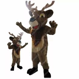 Halloween Long Fur Elk Mascot Costume Cartoon Character Outfit Suit Xmas Outdoor Party Festival Dress Promotional Advertising Clothings