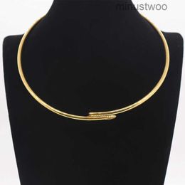 Designer Necklace Pendant Titanium Jewelry Wholesale Ladies Smooth Hard Ring Necklace Classic Nail Drill Collar HK3L HK3L Q9S5