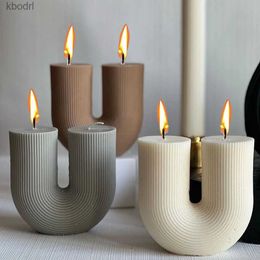 Craft Tools U Shape Candle Silicone Mould DIY Striped Arch Scented Candle Making Wax Mould Plaster Resin Ornament Craft Mould Home Decoration YQ240115