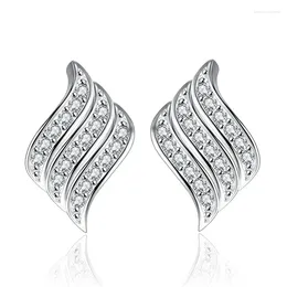 Stud Earrings 925 Sterling Silver Fashion Shiny Zircon For Women Wholesale Jewelry Wedding Gift Drop