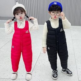 Children Winter Warm Overalls Girls Boys Winter Thick Pants Cotton Filling Kids Overalls Toddler Baby Ski jumpsuit 1-5 years 240115