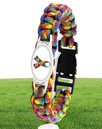 2021 Puzzle Piece Autism Awareness Hope charm Colorful 2518mm Glass Cabochon Outdoor Survival Paracord Bracelets Men Women Jewelr17573724