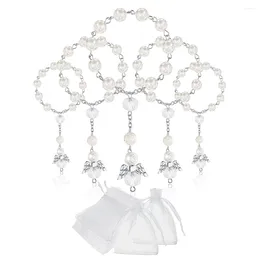Bowls 30 Pcs Baptism Acrylic Rosary Beads Mini Rosaries Angel With Organza Bags For The First Communion Party Favours