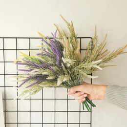 Decorative Flowers 7forks Natural Tail Grass Purple Lavender Flower Bouquet Artificial Plant For HomeDecor Fake Garden Pampas Wedding