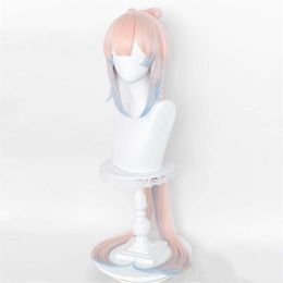 Game Genshin Impact Kokomi Cosplay Wig Long Light Pink Blue Heat Resistant Synthetic Hair s Cap Y0913241x