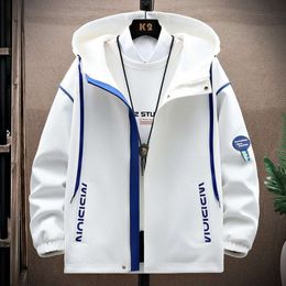 Men's Jacket Youth White Coat Trendy Brand Spring and Autumn High End Handsome Casual Hooded Top