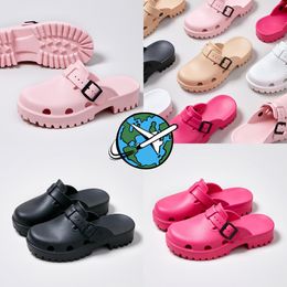 Designer womens woody sandals mule slides white black pink lettering slippers summer shoes women sandles