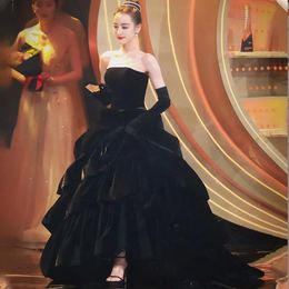 Dresses Prom dress Birthday Party Dress 2023 New Hepburn Style Black Long Dress with a Slim Bra Celebrity Same Style Party Evening Dress G