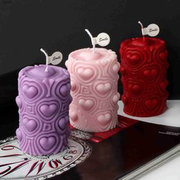 Craft Tools Heart Shape Relief Silicone Candle Mold New Cylindrical Scented Candle Making Supplies DIY Plaster Resin Crafts Mould Home Decor YQ240115