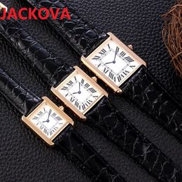 Woman Watches Men Top Fashion Tank Series Casual Watch 32mm 27mm 24mm Womens Real Genuine Cow Leather Quartz Ultra Thin highend Wr231S