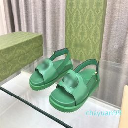 Designer -Letter sandals with interlocking Hollow out slingback high heeps pumps leather flats slides waterproof platform Designer shoes