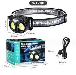 COB Owl Headlamp Waterproof USB Rechargeable Headlight with Hook and Magnetic for Adults Children Running Fishing Riding Camping